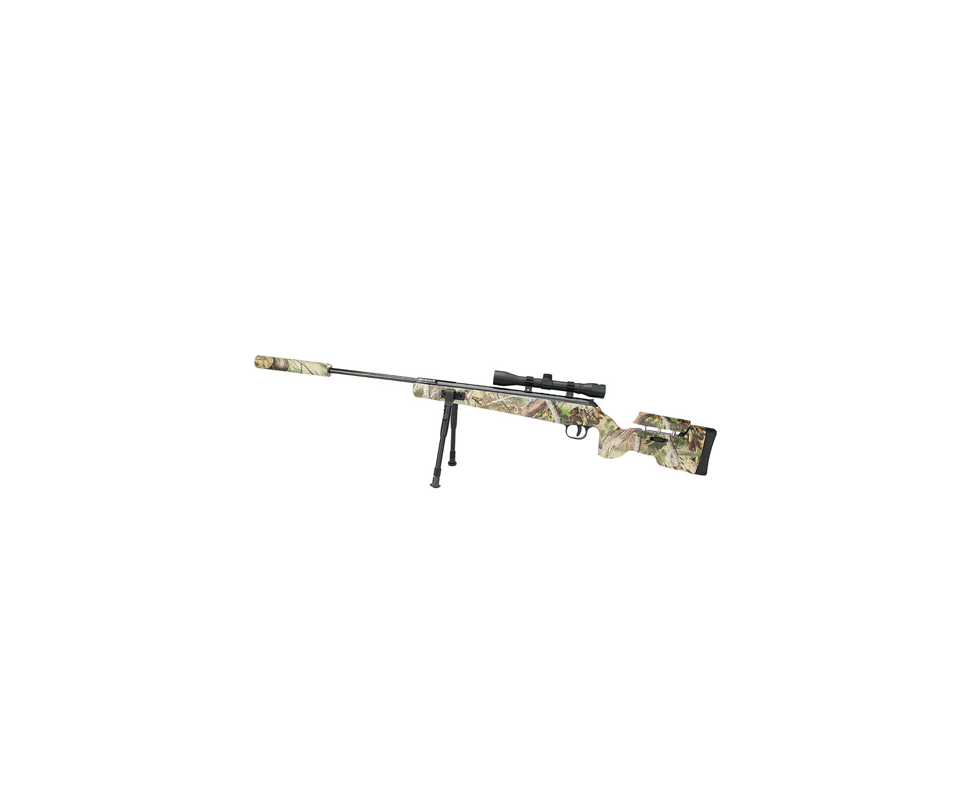Carabina De Pressão Artemis Gp 1250 Sniper Gas Ram 70kg Camu 5,5mm + Bipé + Luneta + Supressor