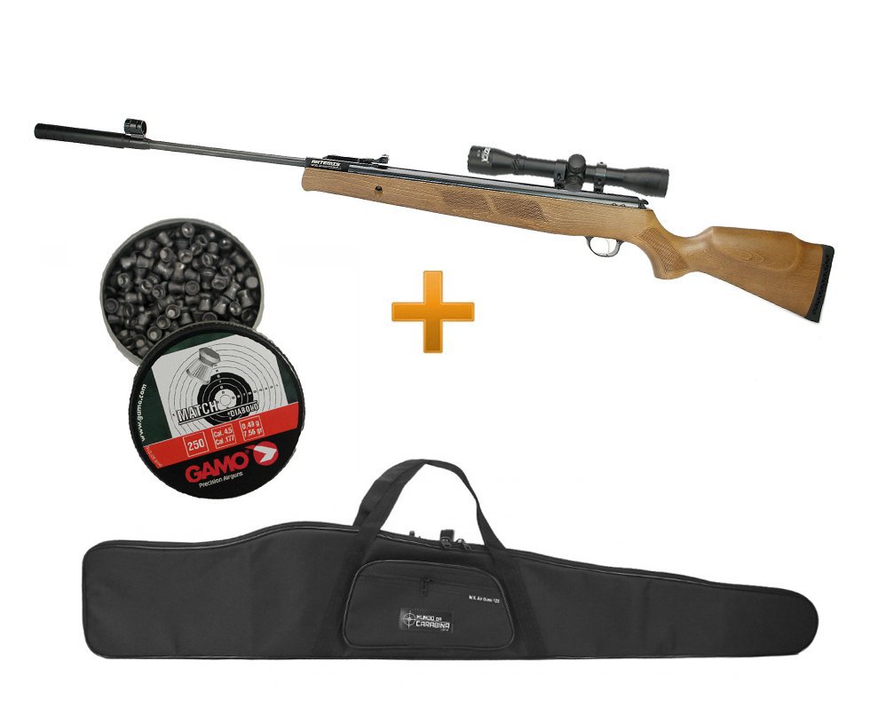 Carabina De Pressão Artemis Gp1600w Falcon Gás Ram 4,5mm + Luneta 4x32 + Capa + Chumbinho
