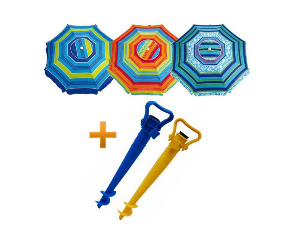 Kit Com 02 Guarda Sol Alumínio Articulado 2,40m Cores Variadas - Mor + Saca Areia