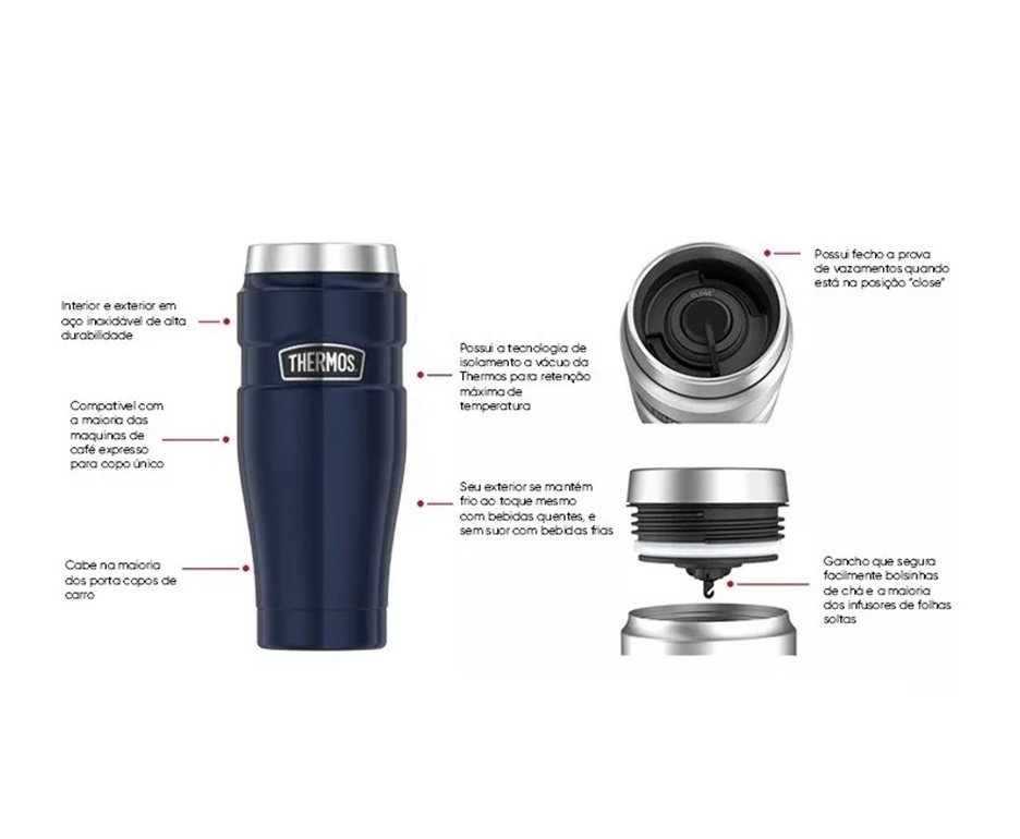 Copo Termico Para Cerveja Thermos Fuji Azul 470ml