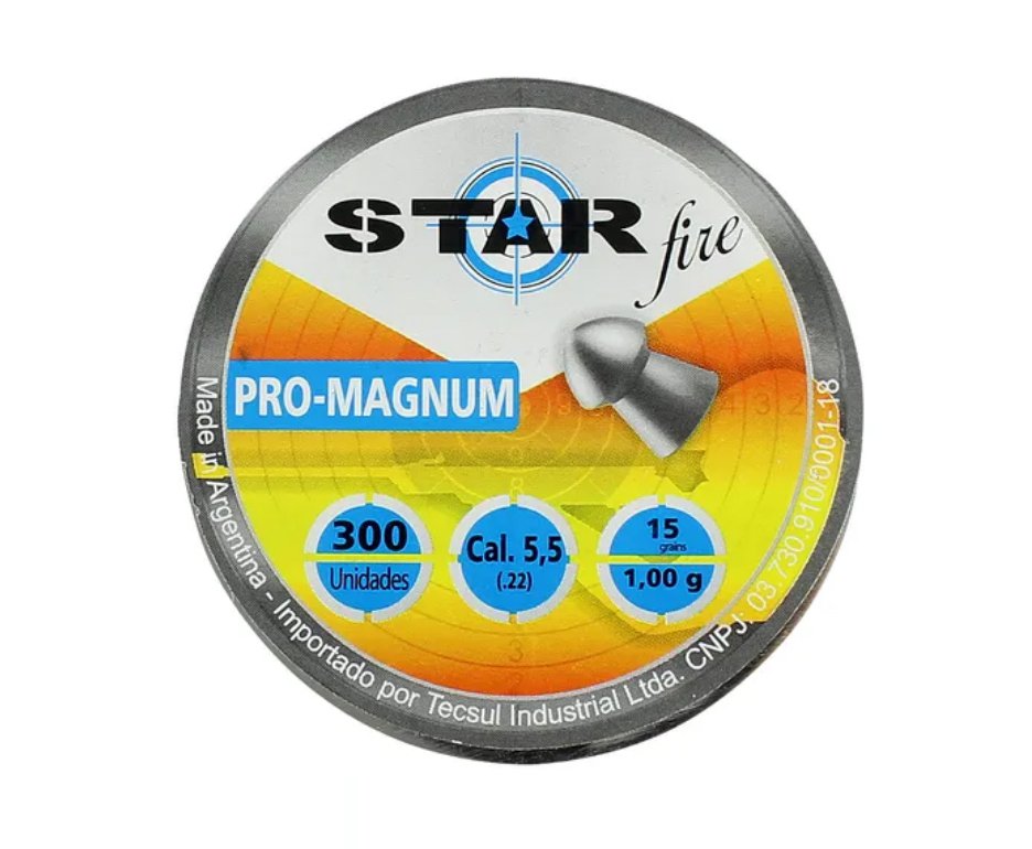 Chumbinho Star Fire Pro Magnum 5,5mm Precisão E Penetração Com 300und