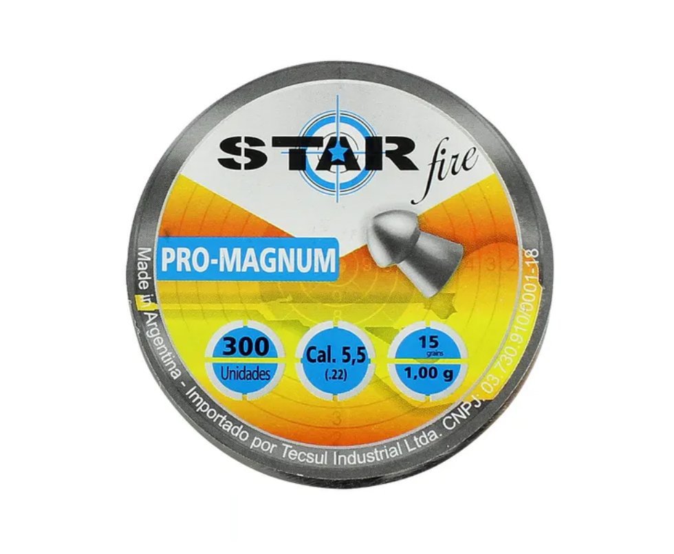 Chumbinho Star Fire Pro Magnum 5,5mm Precisão E Penetração Com 300und