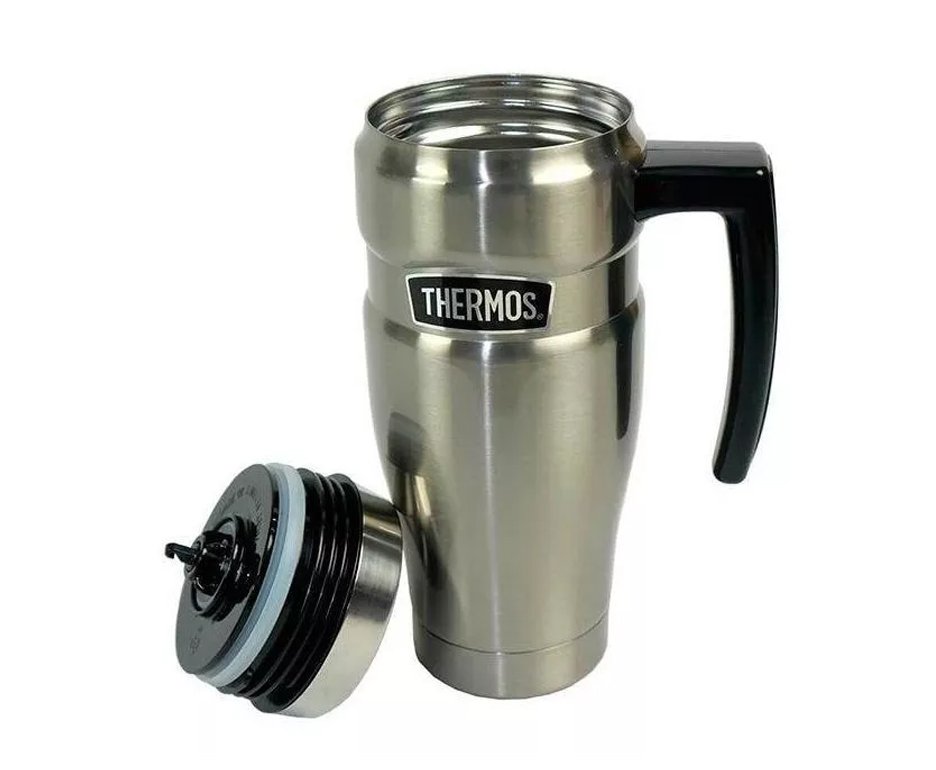 Caneca Térmica Cerveja Thermos Alpes Prata Com Alça 470ml