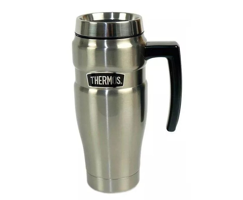Caneca Térmica Cerveja Thermos Alpes Prata Com Alça 470ml