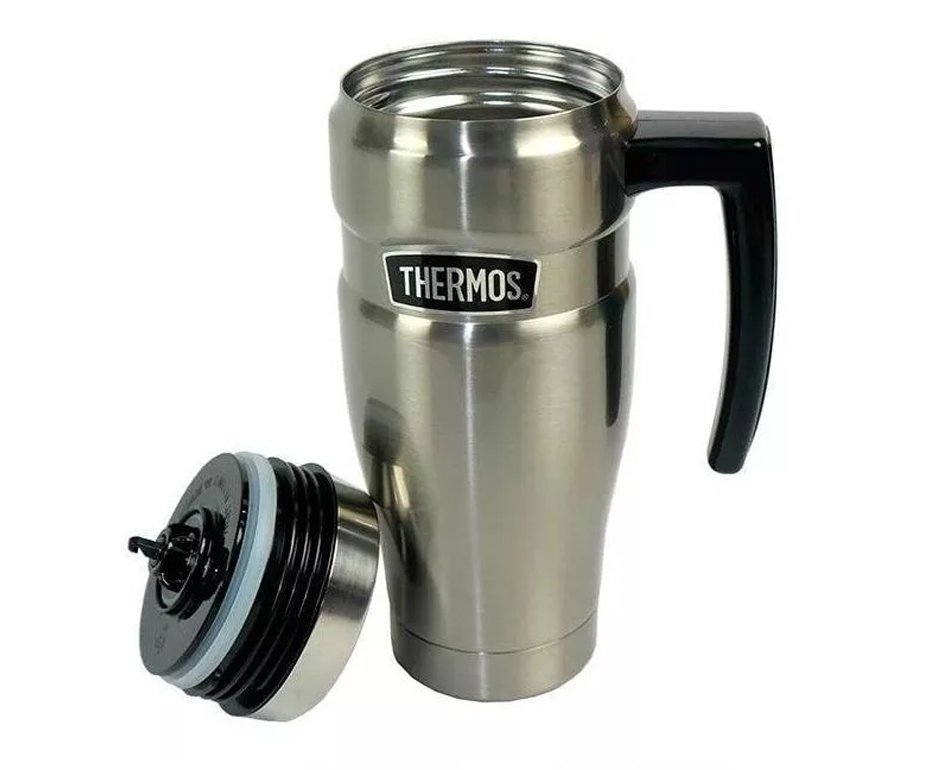 Caneca Térmica Cerveja Thermos Alpes Prata Com Alça 470ml