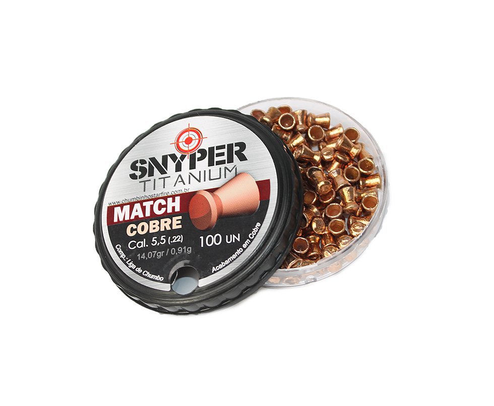 Chumbinho Snyper Titanium Match 5,5mm Cobreado Alta Performance