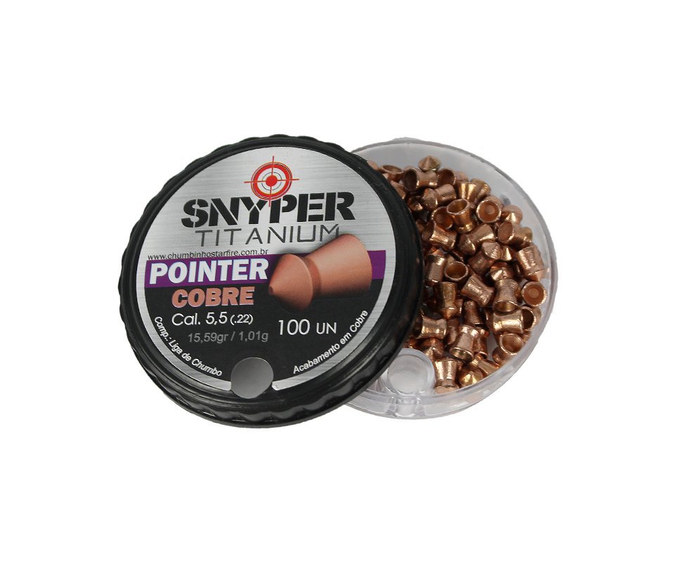 Chumbinho Snyper Titanium Pointer Cobreado 5,5mm Alta Performance