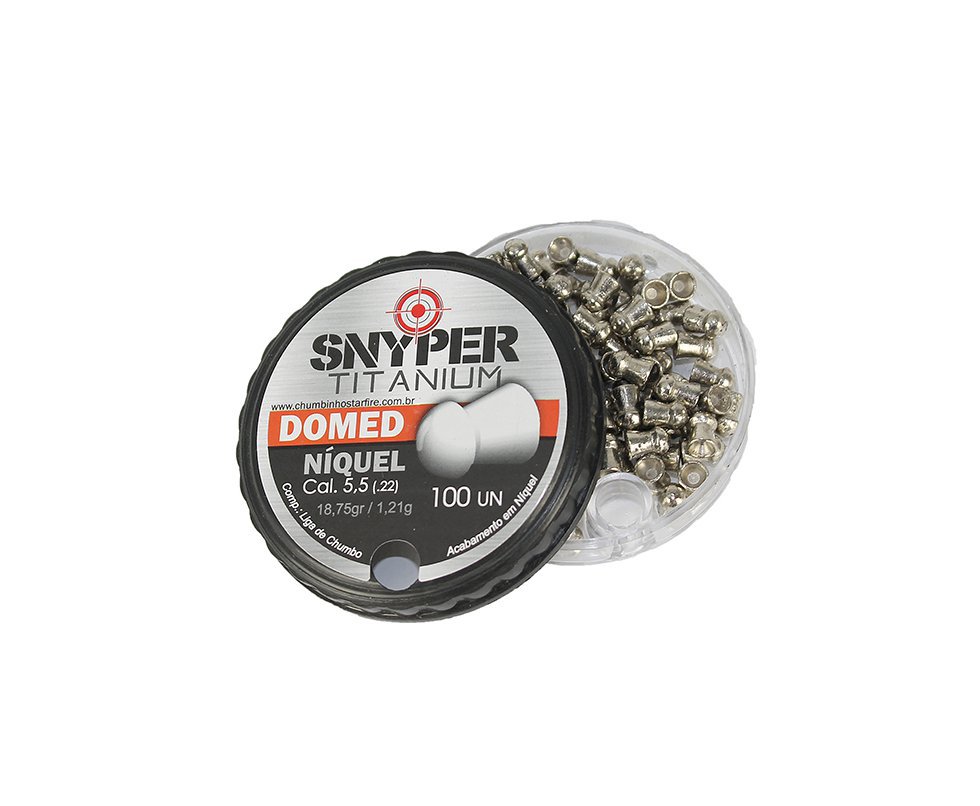 Chumbinho Snyper Titanium Domed Niquelado 5,5mm Alta Performance