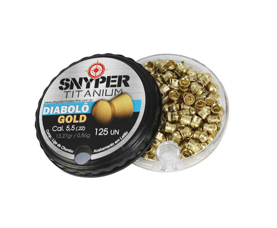 Chumbinho Snyper Titanium Diabolo 5,5mm Gold Com 125unid Alta Performance