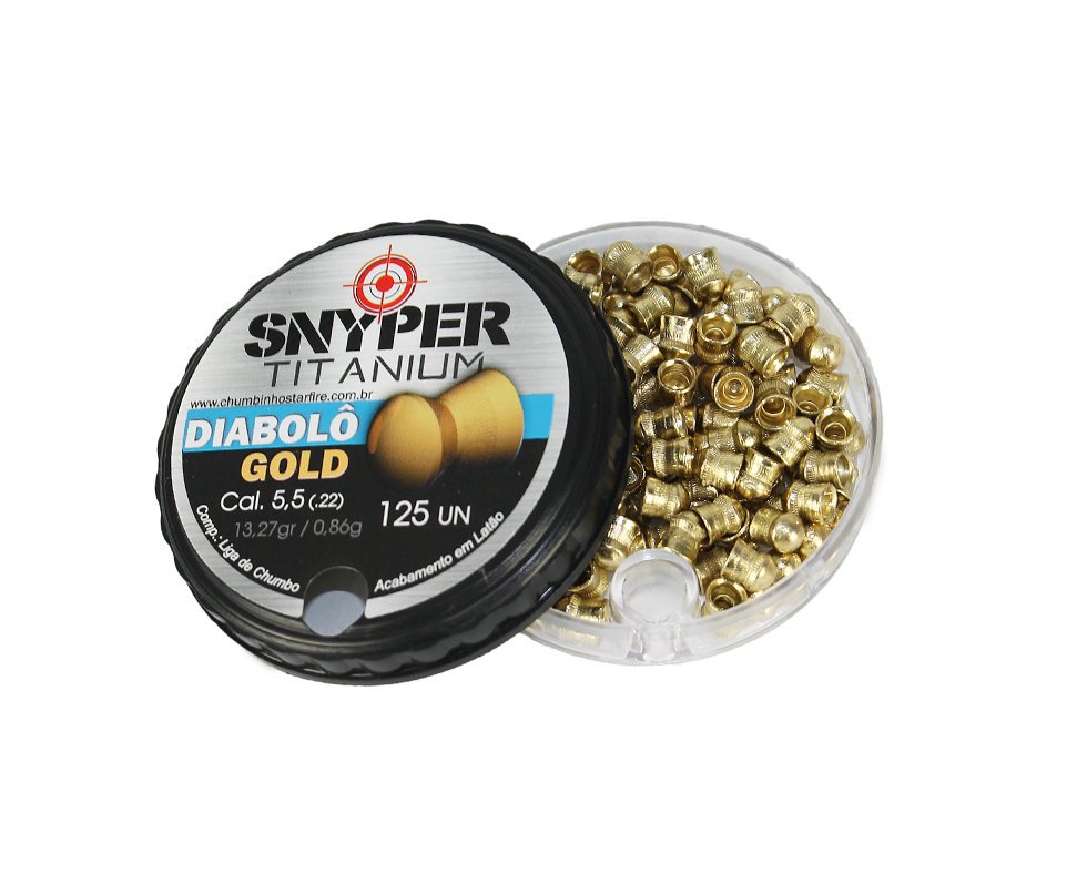 Chumbinho Snyper Titanium Diabolo 5,5mm Gold Com 125unid Alta Performance