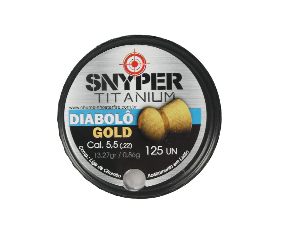 Chumbinho Snyper Titanium Diabolo 5,5mm Gold Com 125unid Alta Performance