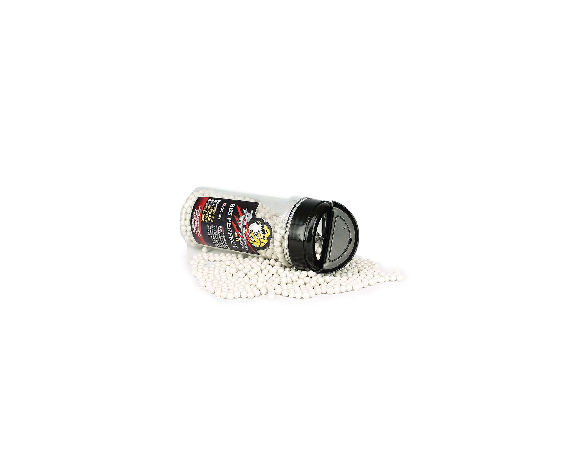 Munição Airsoft Bbs Raptor Sniper 0,30g 6mm Com 2000und Branco Super Premiun