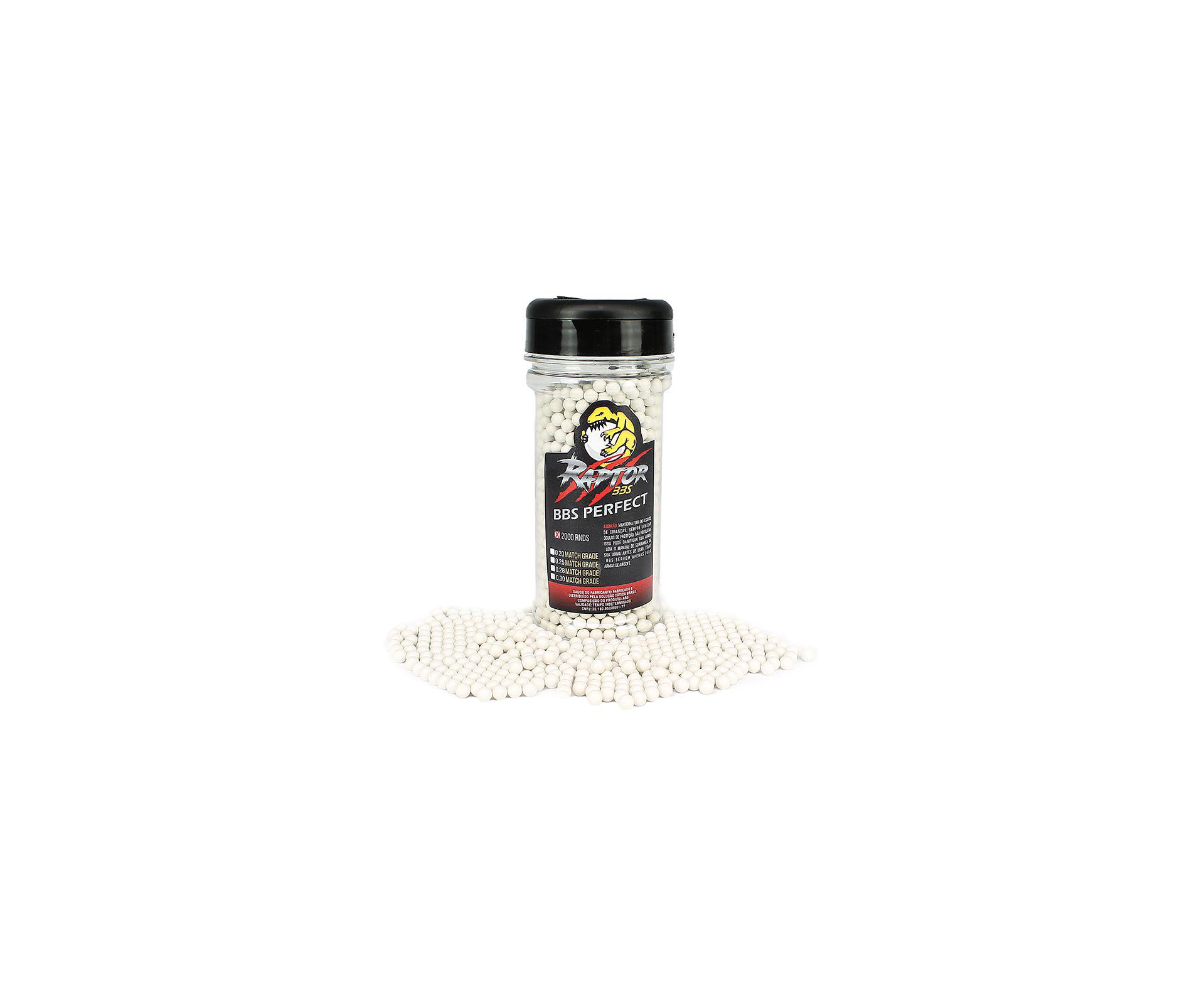 Munição Airsoft Bbs Raptor Sniper 0,30g 6mm Com 2000und Branco Super Premiun