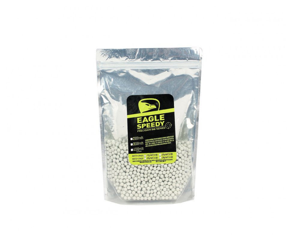 Munição Airsoft Bbs 0,25g 6mm Com 5000und Branca Eagle Speedy