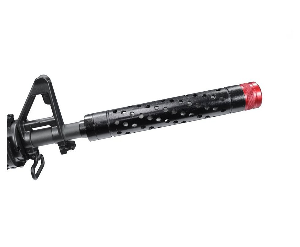 Supressor Fake Para Rifle Airsoft Furação Helicoidal 200x30mm Rosca M14 Esquerda