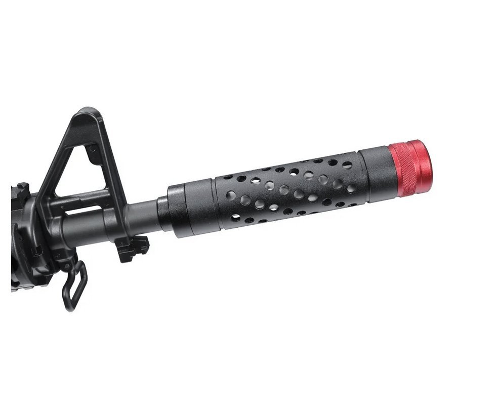 Supressor Fake Para Rifle Airsoft Furação Helicoidal 150x30mm Rosca M14 Esquerda