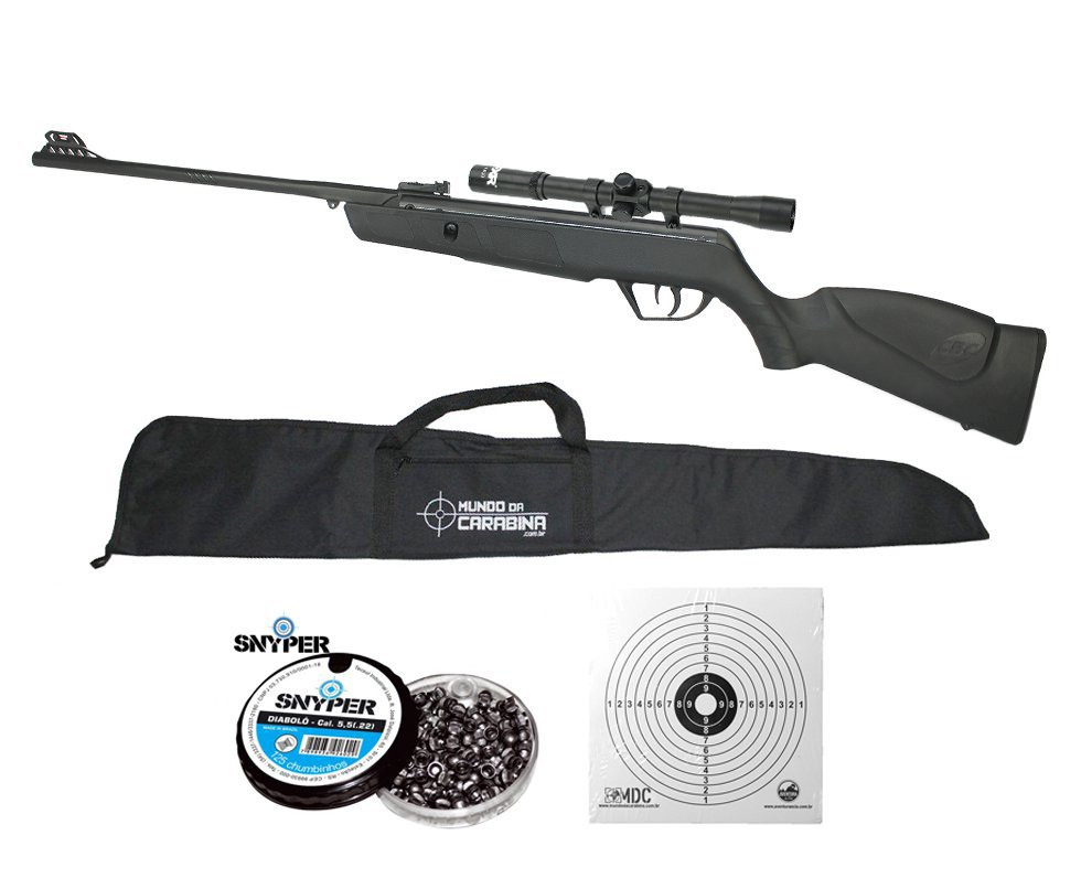 Carabina De Pressão Cbc Ag10 5,5mm Oxidada + Luneta 4x20 + Capa + Chumbinho