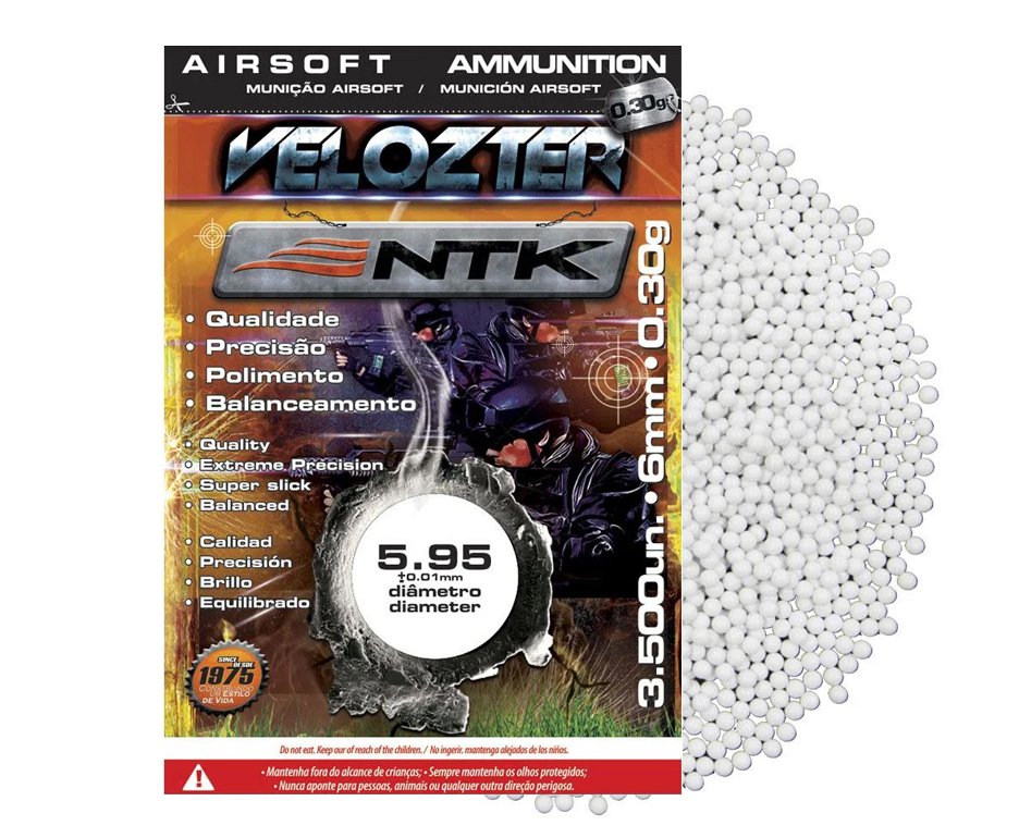 Esfera Munição Bbs Para Airsoft Velozter 0,30 Com 3500unds - Ntk
