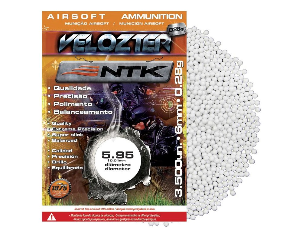Esfera Munição Bbs Para Airsoft Velozter 0,28g Com 3500unds - Ntk