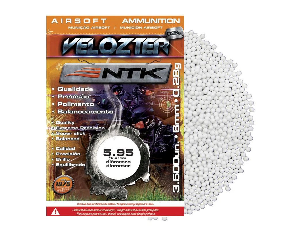 Esfera Munição Bbs Para Airsoft Velozter 0,28g Com 3500unds - Ntk