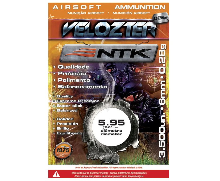 Esfera Munição Bbs Para Airsoft Velozter 0,28g Com 3500unds - Ntk