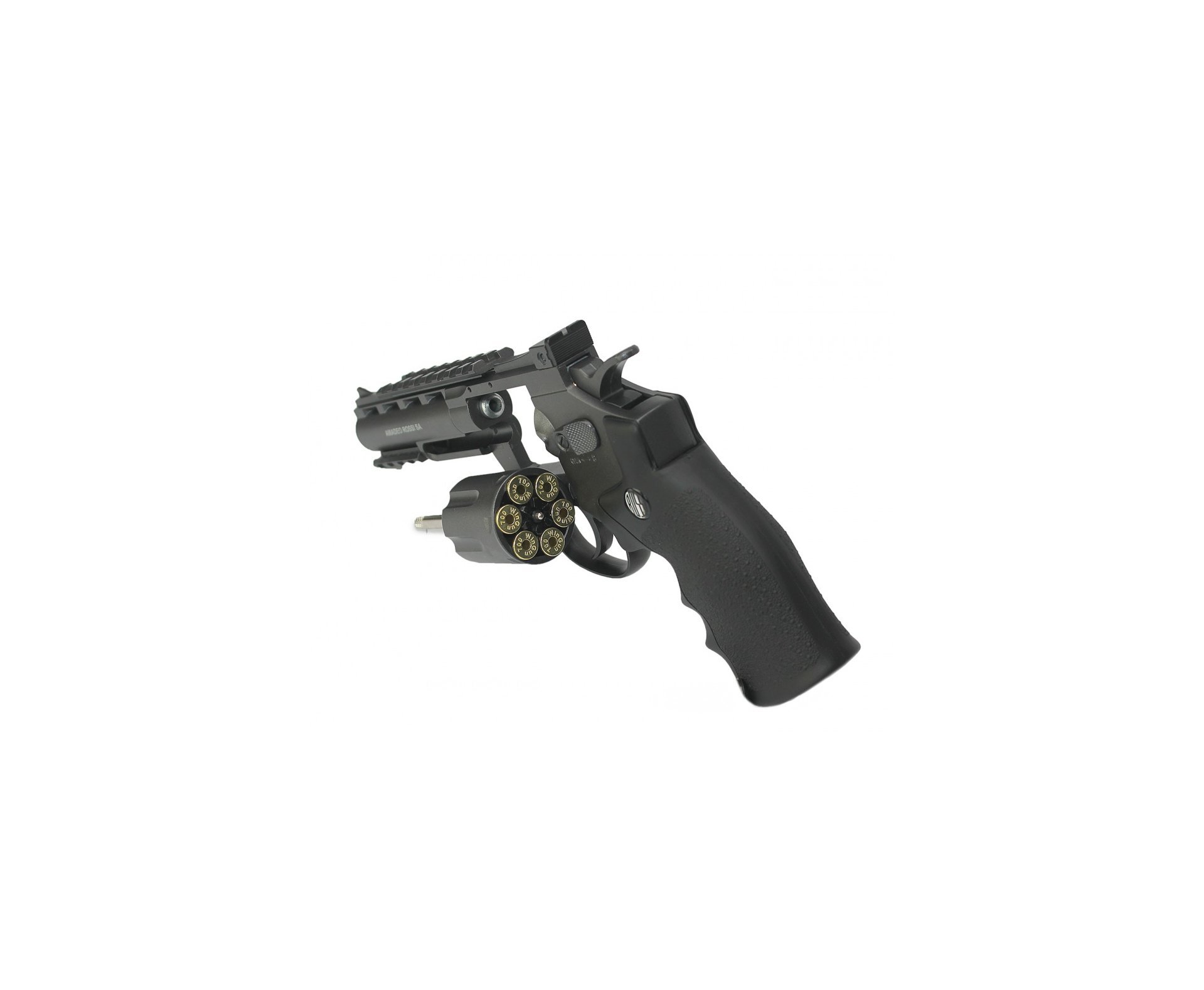 Revolver 38 De Pressão Gas Co2 6 Tiros 4" Oxidado Rossi Full Metal M701 4,5mm Wingun + Case + Esferas Bbs Steel