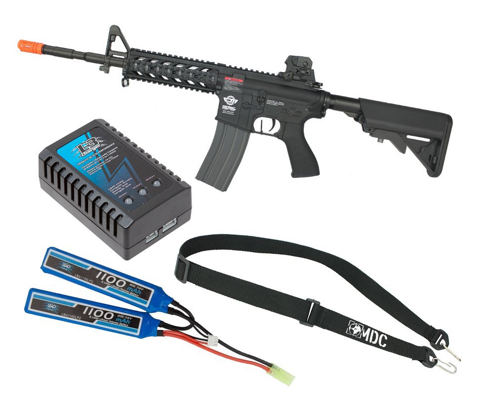 Rifle De Airsoft Cm16 Raider Longo Calibre 6,0 Mm Aeg G&g + Kit Bateria Lipo E Carregador