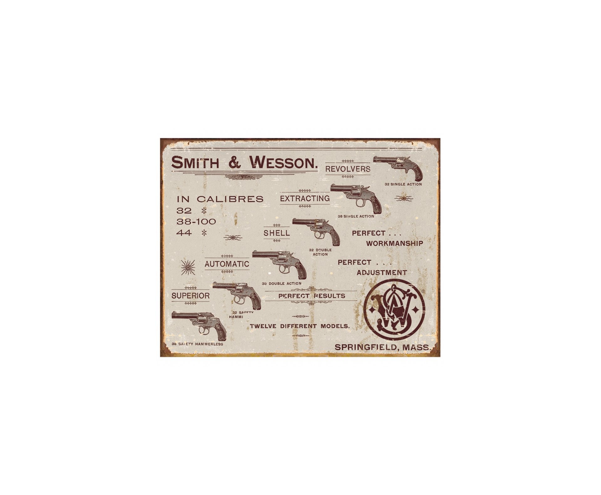 Placa Metálica Decorativa Smith & Wesson Revolvers - Rossi