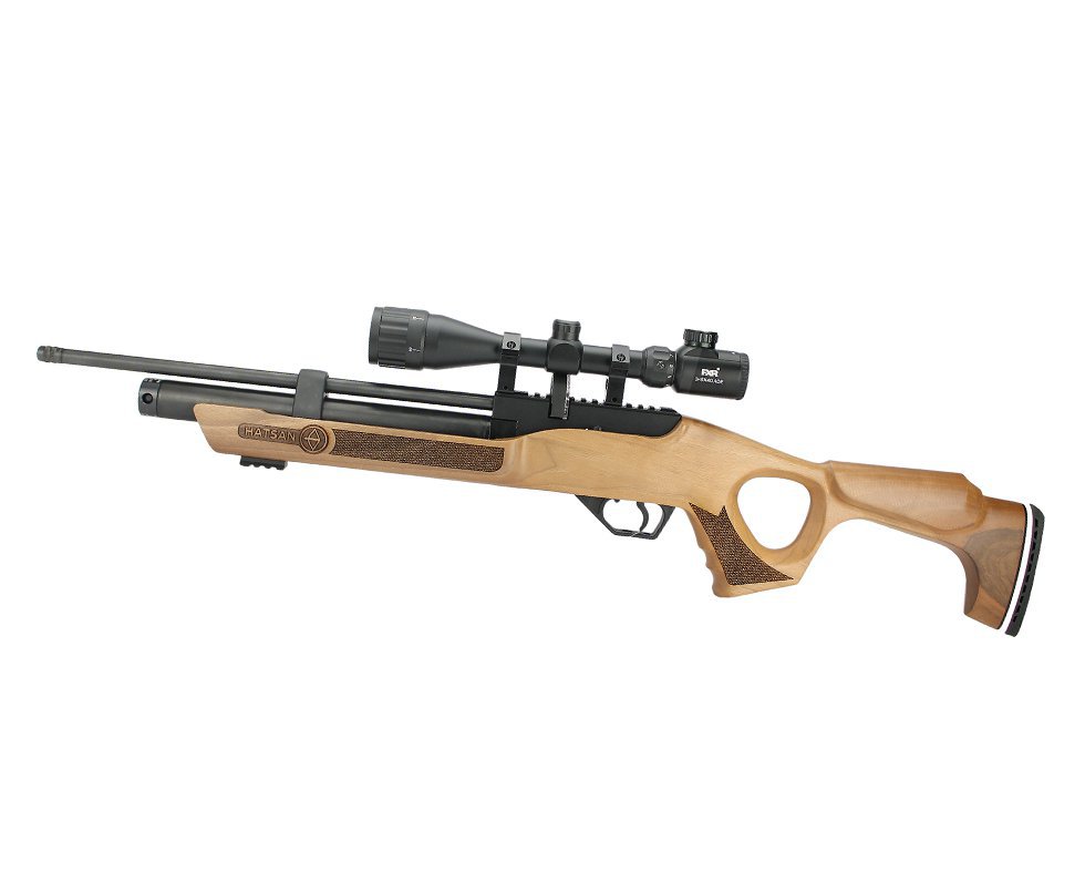Carabina De Pressão Pcp Hatsan Flash Wood Calibre 6.35mm + Luneta 4-16x50 Aoe Mil Dot E Paralax