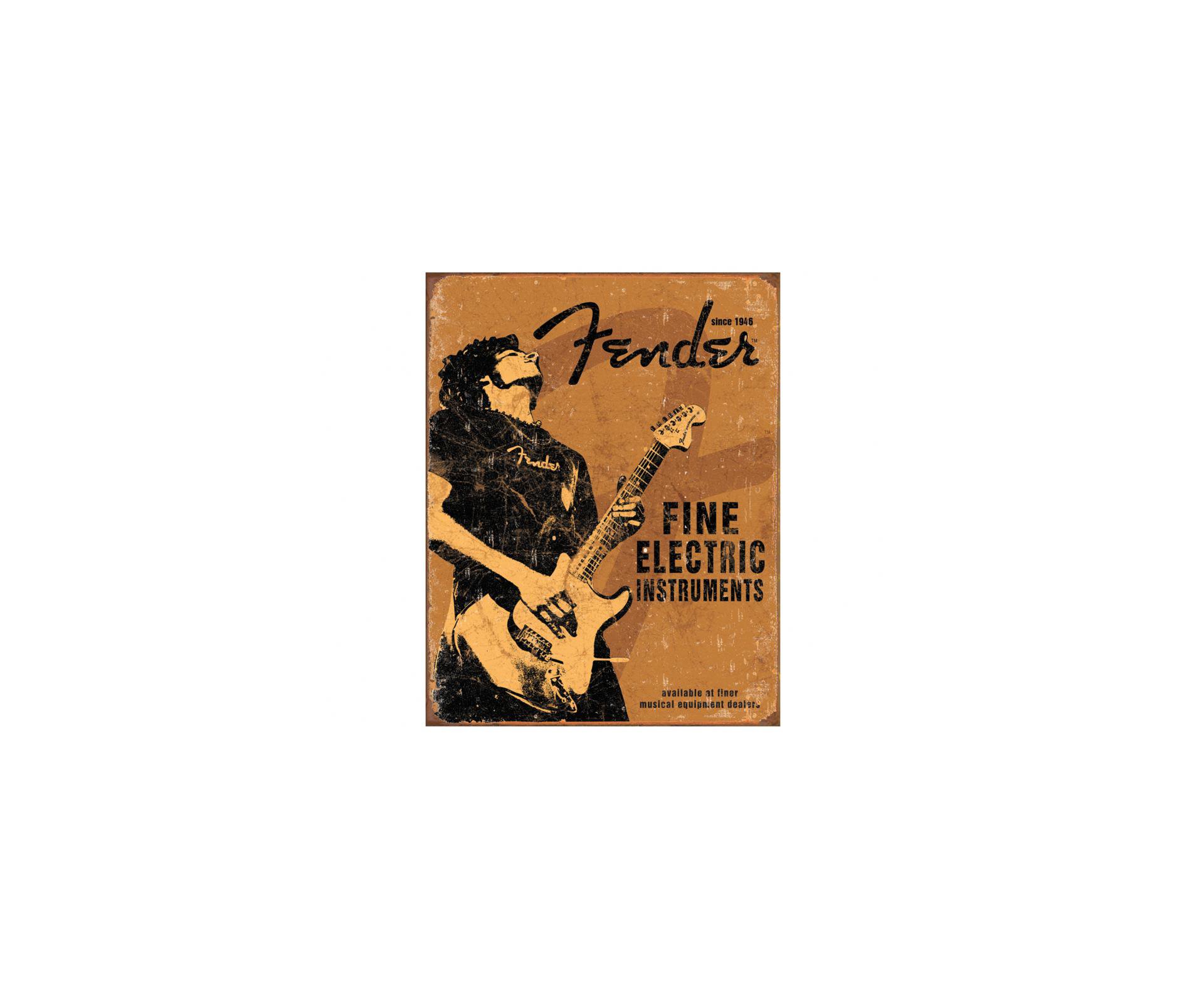 Placa Metálica Decorativa Fender Fine - Rossi