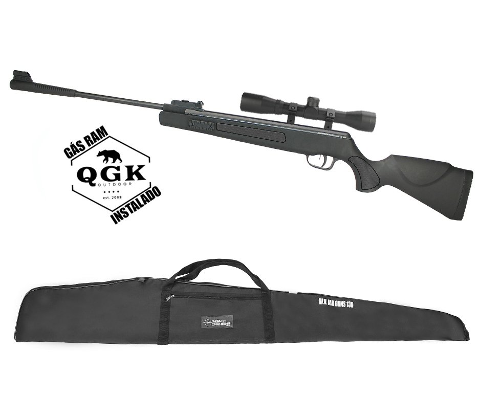 Carabina De Pressão Everest Black 4,5mm Gás Ram 60kg Qgk By Spa + Luneta 4x32 + Capa