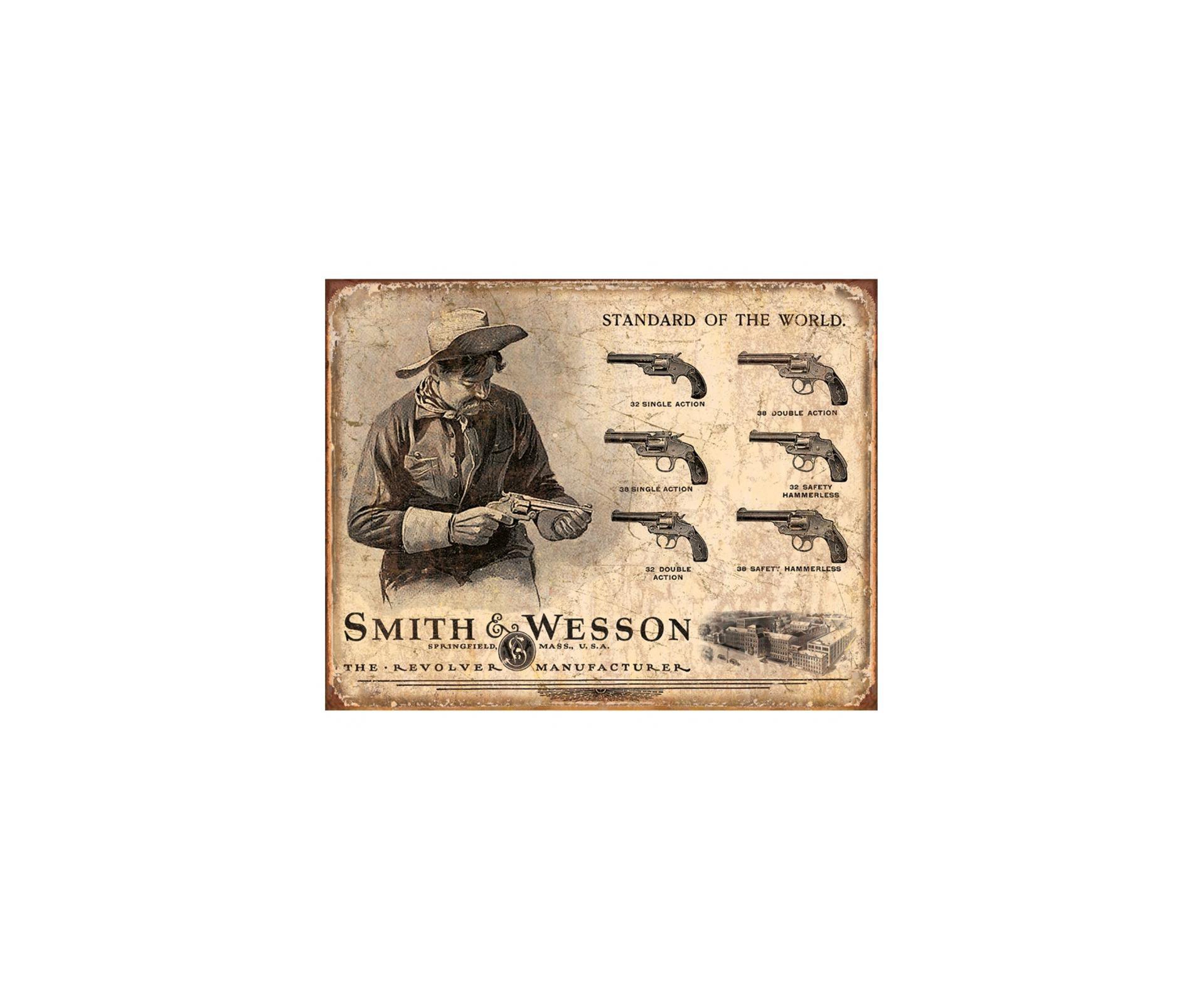 Placa Metálica Decorativa Smith & Wesson Revolver Manufacturer - Rossi