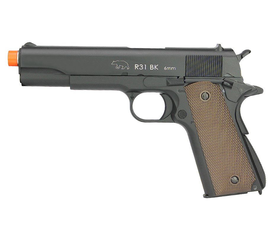 Pistola De Airsoft Gbb Green Gas R31 M1911 A1 Black Full Metal Blowback 6mm Army Armament