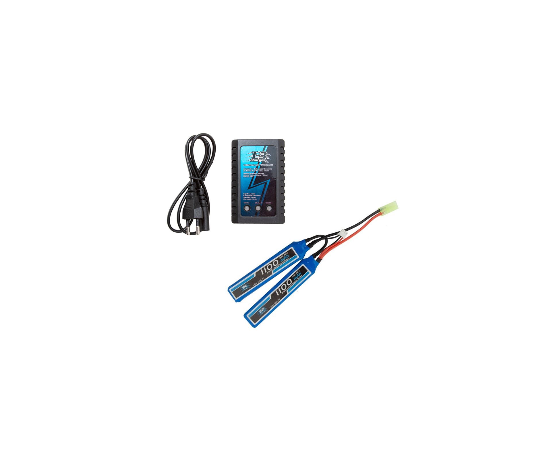 Carregador Lipo B3pro Bivolt + Bateria De Airsoft Lipo 7.4v 2s 1100mah - Leão