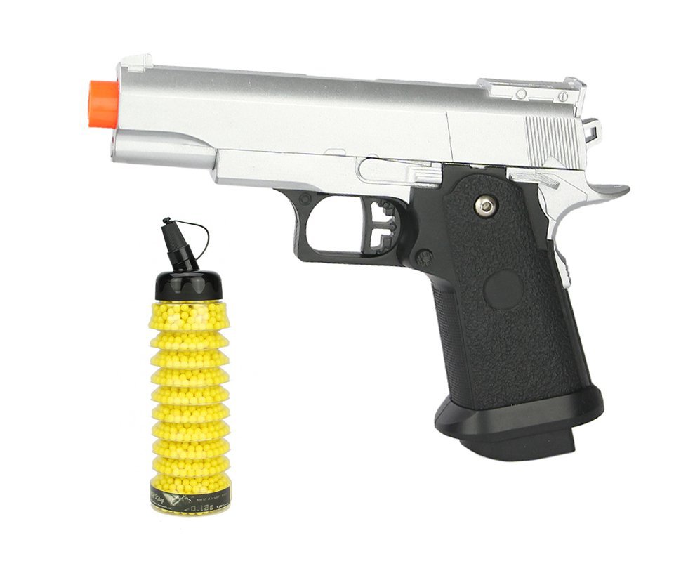 Pistola De Airsoft Galaxy G10 Silver 1911 Baby Spring Full Metal 6mm + Esferas Bbs