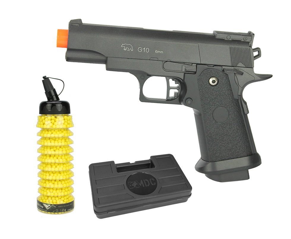 Pistola De Airsoft Galaxy G10 Black 1911 Baby Spring Full Metal 6mm + Case + Munição Bbs