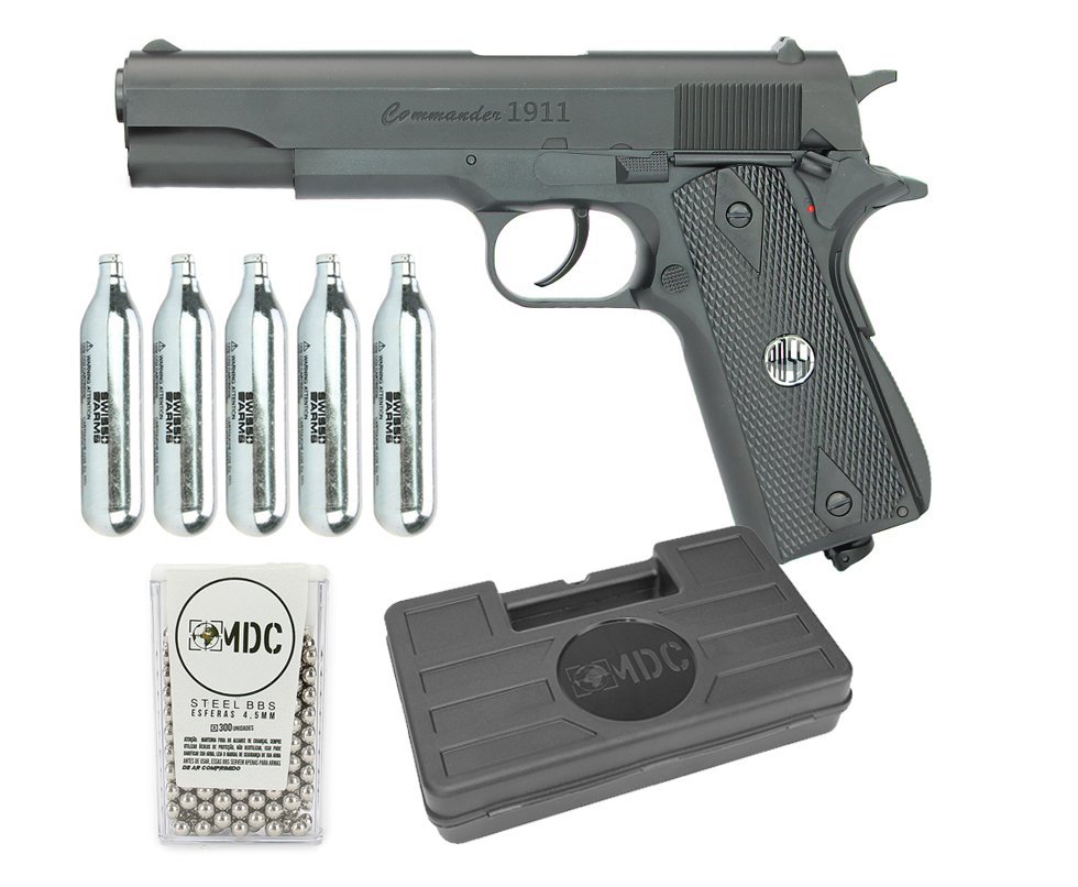 Pistola De Pressão Commander 1911 W125b Co2 Cal 4,5mm Win Gun Rossi + Case + Co2 + Munição