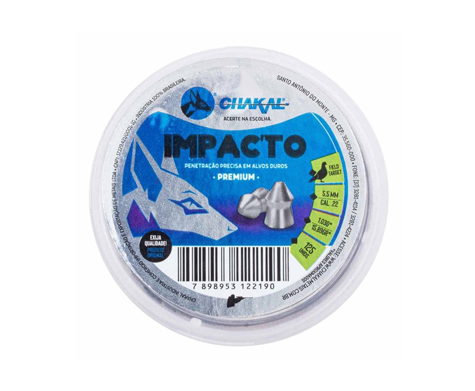 Chumbinho Impacto Calibre 5,5mm - 125 Unidades - Chakal