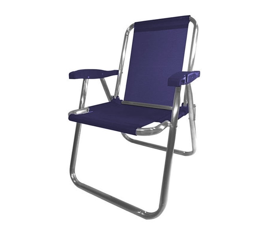 Cadeira Praia Aluminio Zaka Plus Azul Marinho Capacidade 100kg
