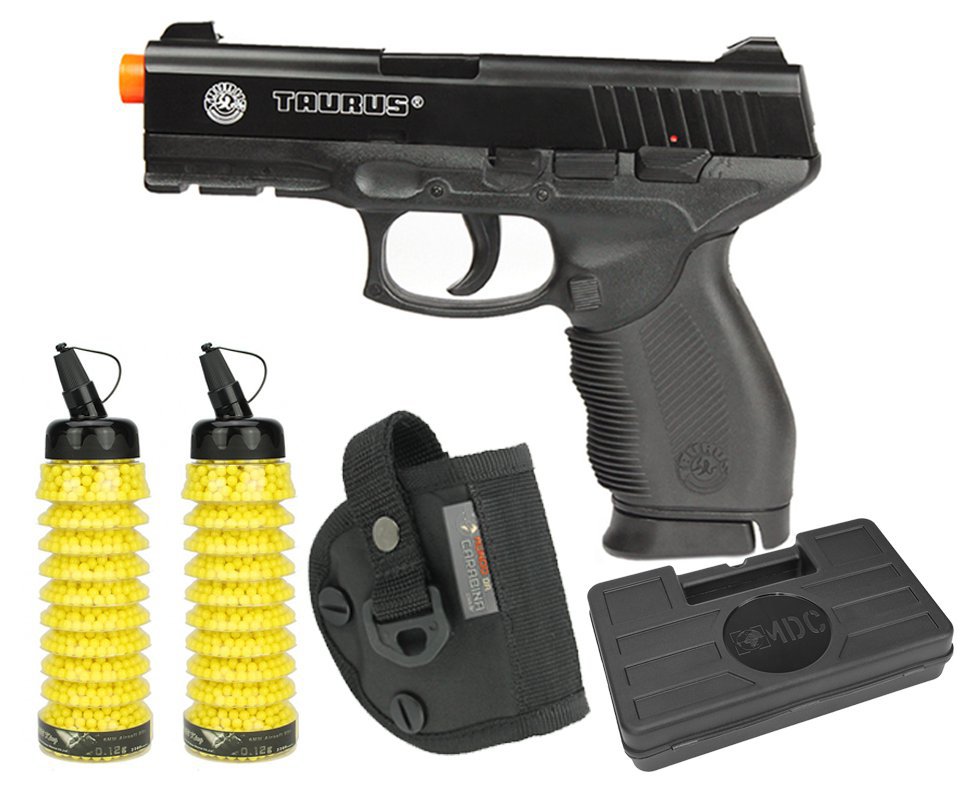 Pistola De Airsoft Taurus Pt 24/7 Semi/metal Cal 6,0 Mm + 4000 Esferas 0,12g + Case + Coldre Cintura - Cyber Gun