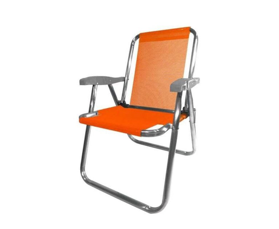Cadeira Praia Aluminio Zaka Plus Laranjada Capacidade 100kg