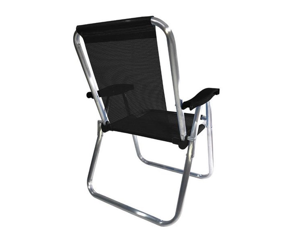 Cadeira Praia Aluminio Zaka Plus Preta Capacidade 100kg