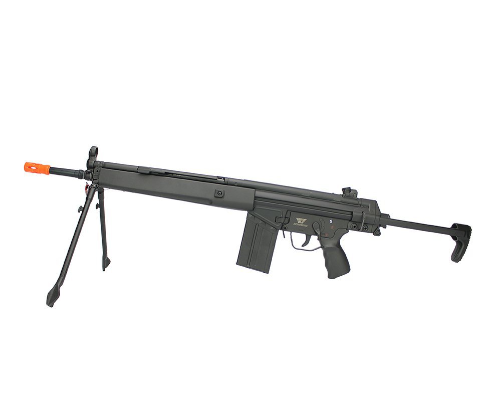 Rifle De Airsoft Hk G3 T3-099 Jing Gong Aeg Cal 6.0mm Com Bi-pé