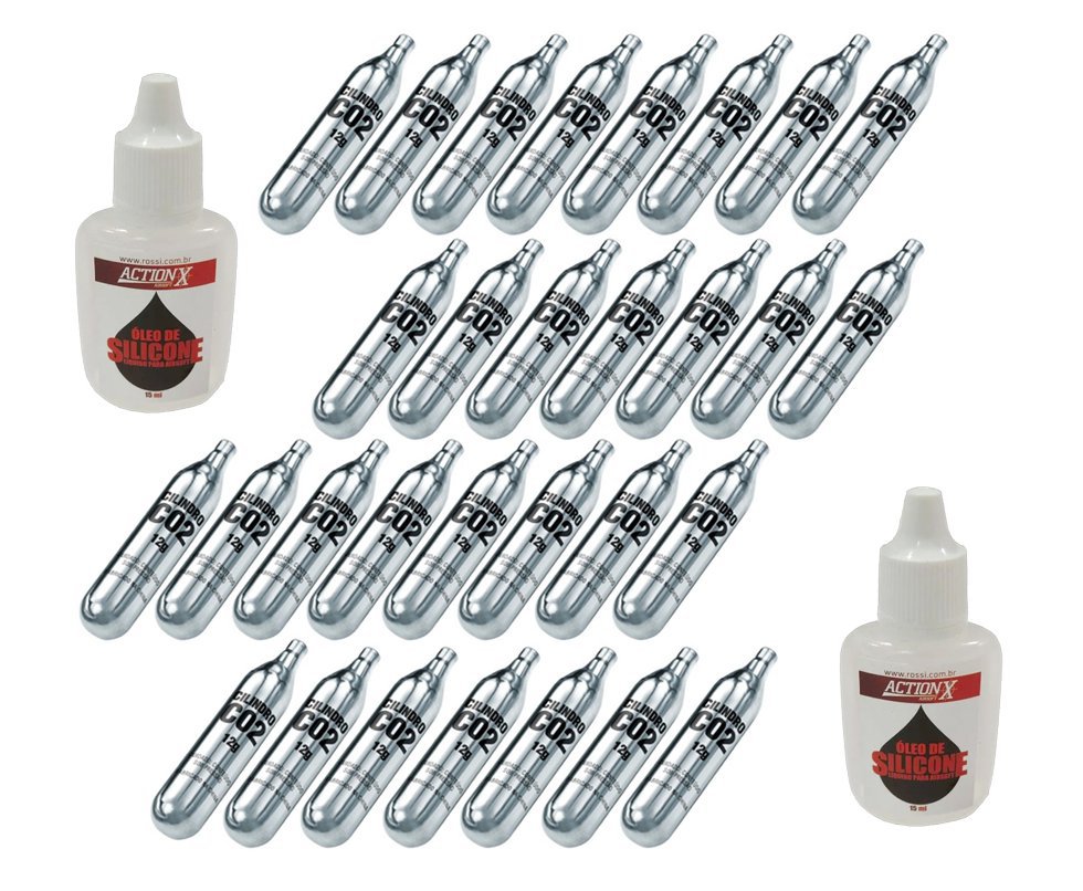 Cilindro Pistola Co2 Airsoft 12g Kit 30un + óleo De Silicone
