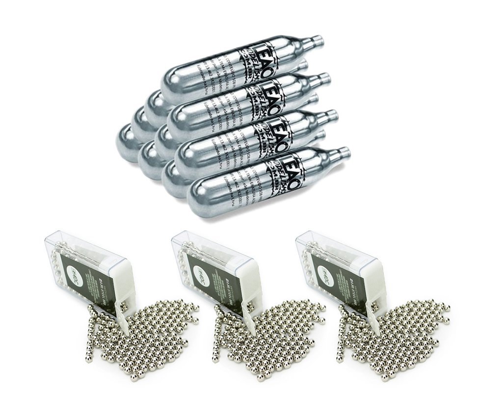 Co2 12g Kit 10und + Esferas Aço 4.5mm 900und Para Pistola E Revolver Airguns