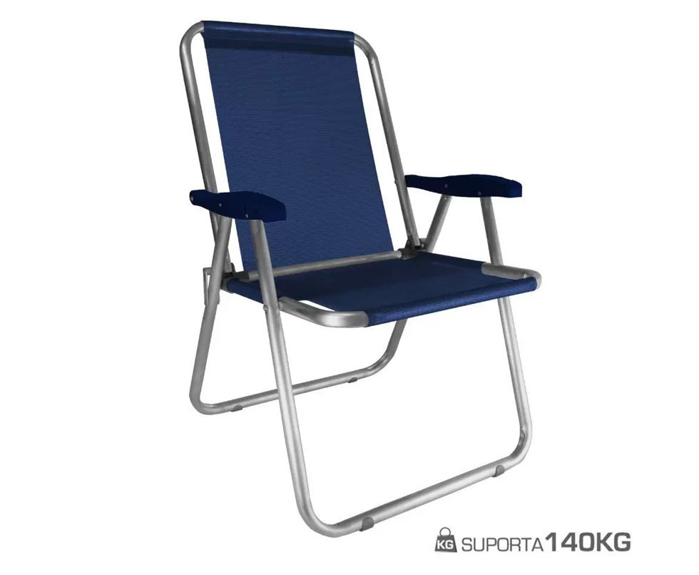 Cadeira Zaka Max Alumínio Azul Marinho Capacidade 140kg