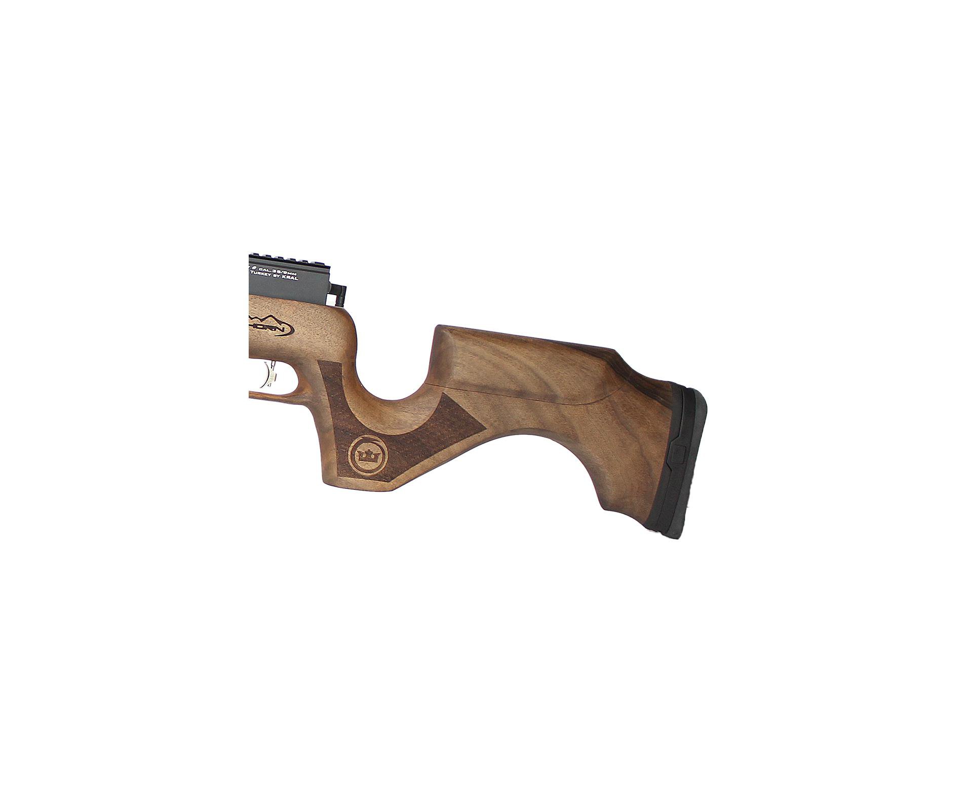 Carabina De Pressão Kral Arms Pcp Puncher Bighorn Madeira 07 Tiros 9mm