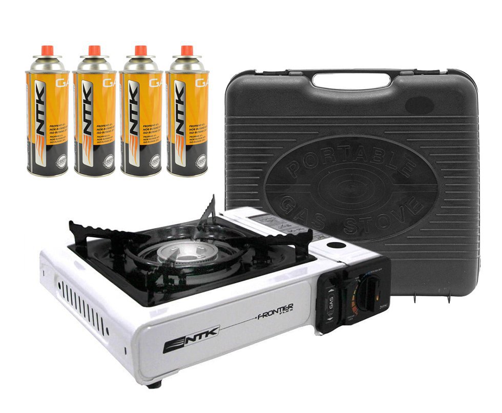 Fogareiro Frontier Camping E Cozinha Branco + 04 Refil Gas - Nautika