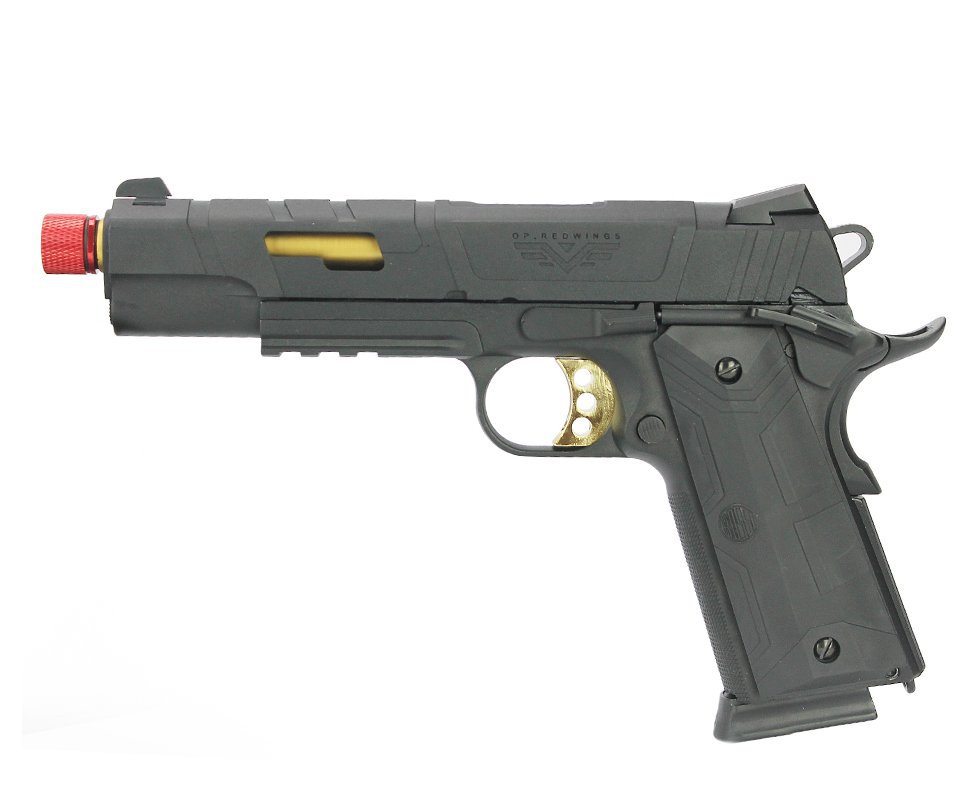 Pistola De Airsoft Redwings 1911 Rossi Gold Green Gas Com Blowback 6mm
