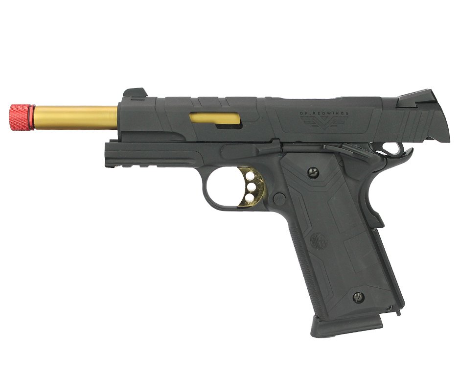 Pistola De Airsoft Redwings 1911 Rossi Gold Green Gas Com Blowback 6mm